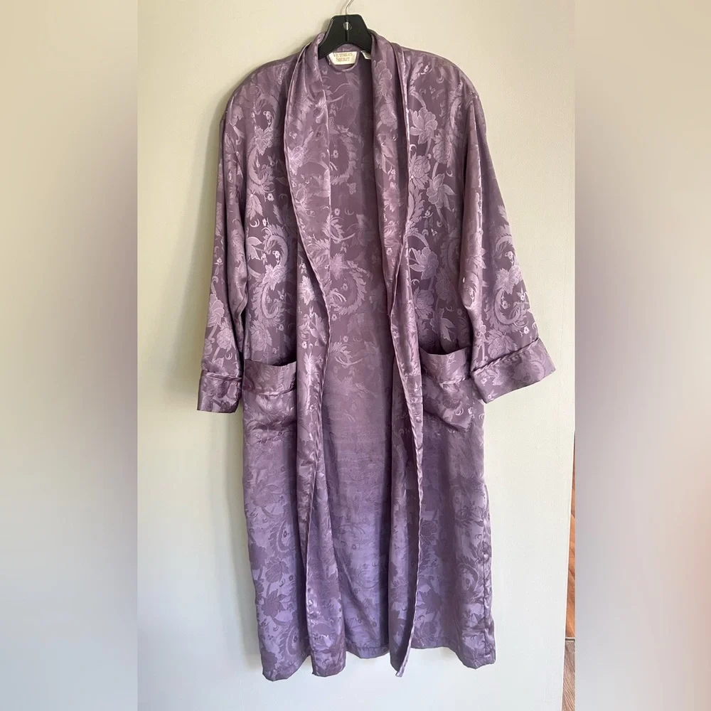 Vintage Victoria’s Secret Gold Label Floral Jacquard Satin Duster Kimono Robe S